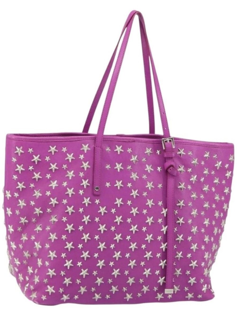 Jimmy Choo Studs Tote Bag Leather Purple Silver Auth yk20140 - Picture 2 of 16
